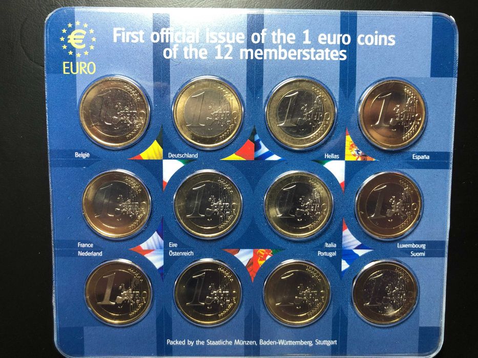 Set 1 Euro 12 Países Fundadores do Euro UNC em Blister