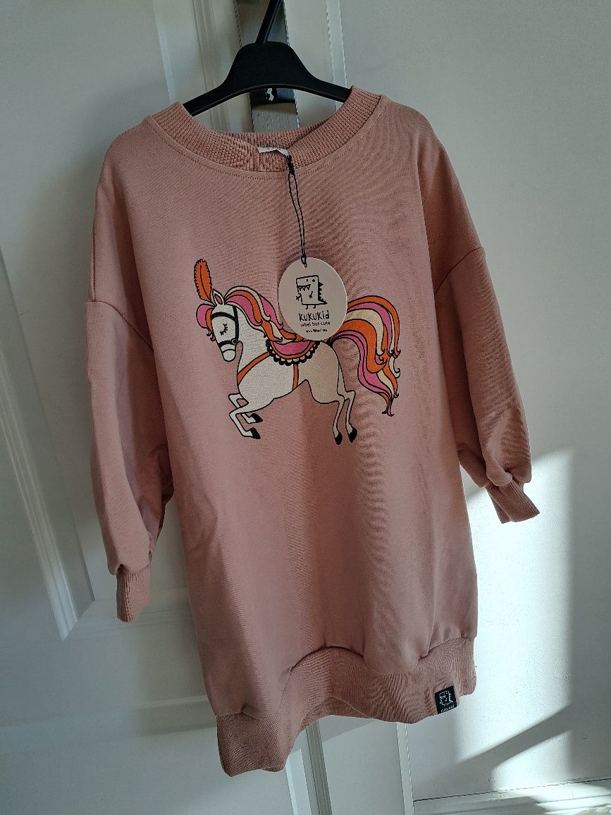 Bluza sukienka sweatshirt kukukid 98/104 koń pale horse