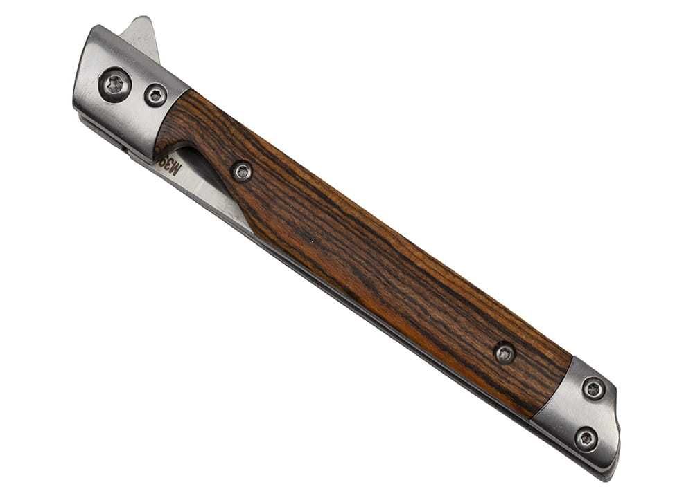 Klasyczny nóż składany drewniany zdobiony pokrowiec skóra N-545A