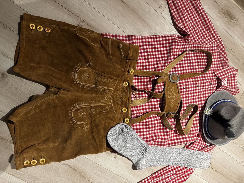 Spodnie bawarskie z szelkami / lederhose na oktoberfest r XL 100-104cm
