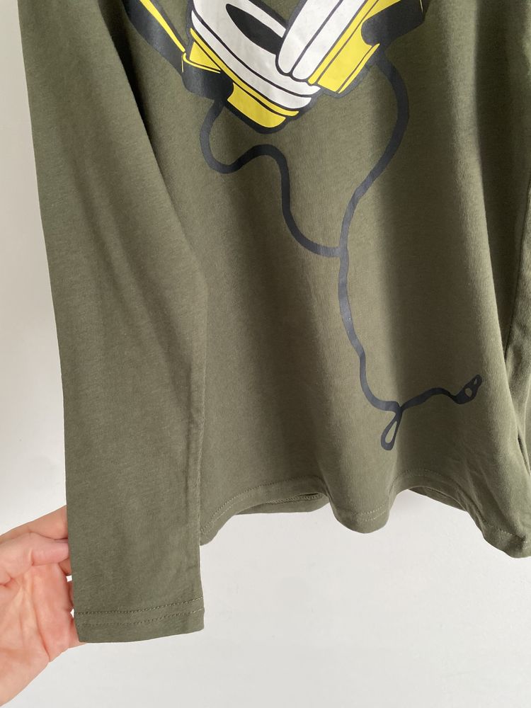 Bluzka lindex zielona sluchawki khaki 110/116