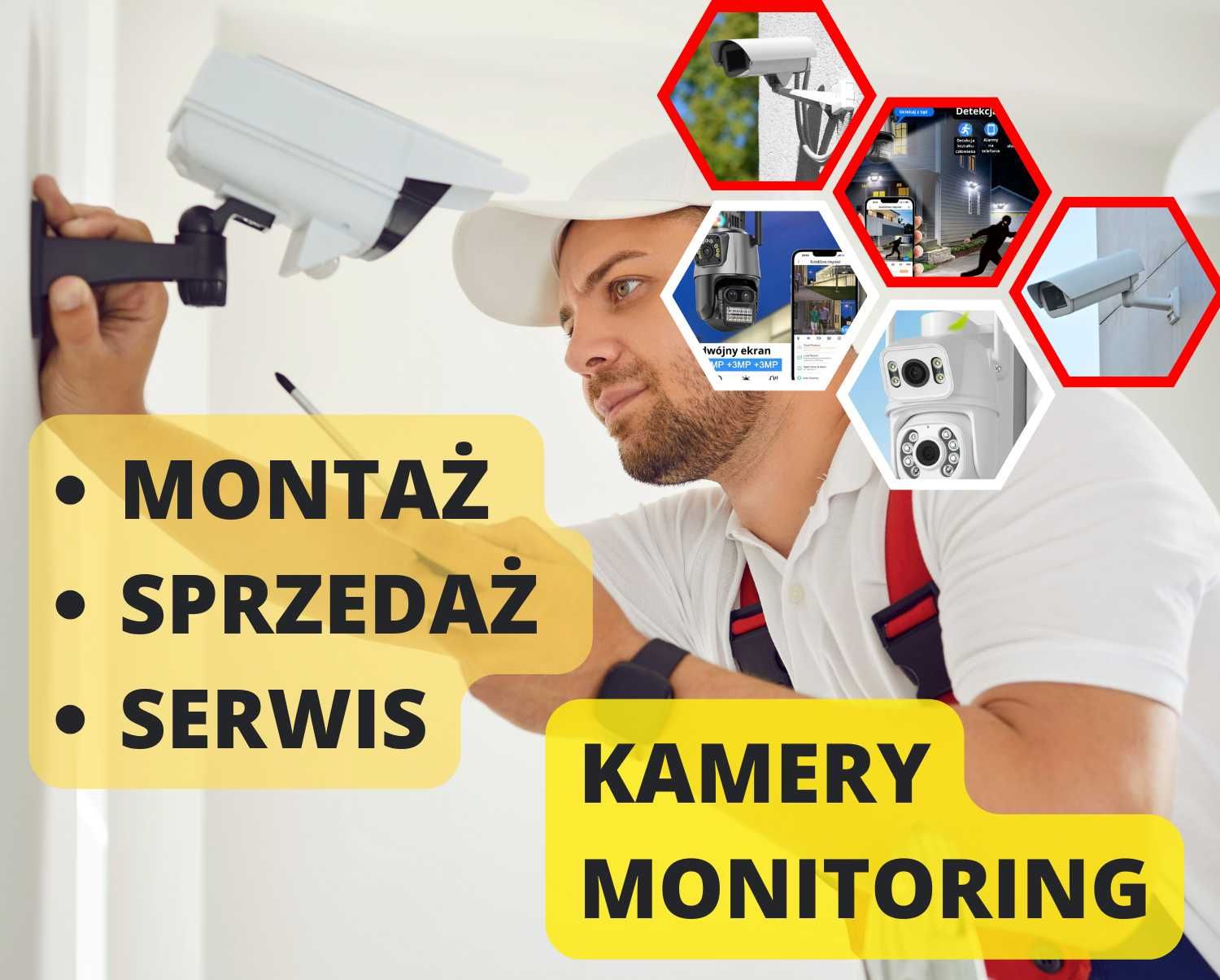 Zakładanie Kamer Monitoringu, Montaż - Sprzedaż - Serwis, IP,Wifi,SIM