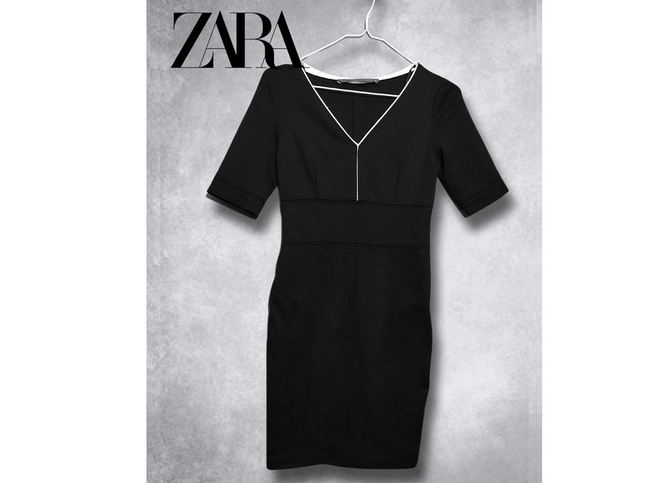 Zara sukienka czarna prosta dopasowana krótka mini