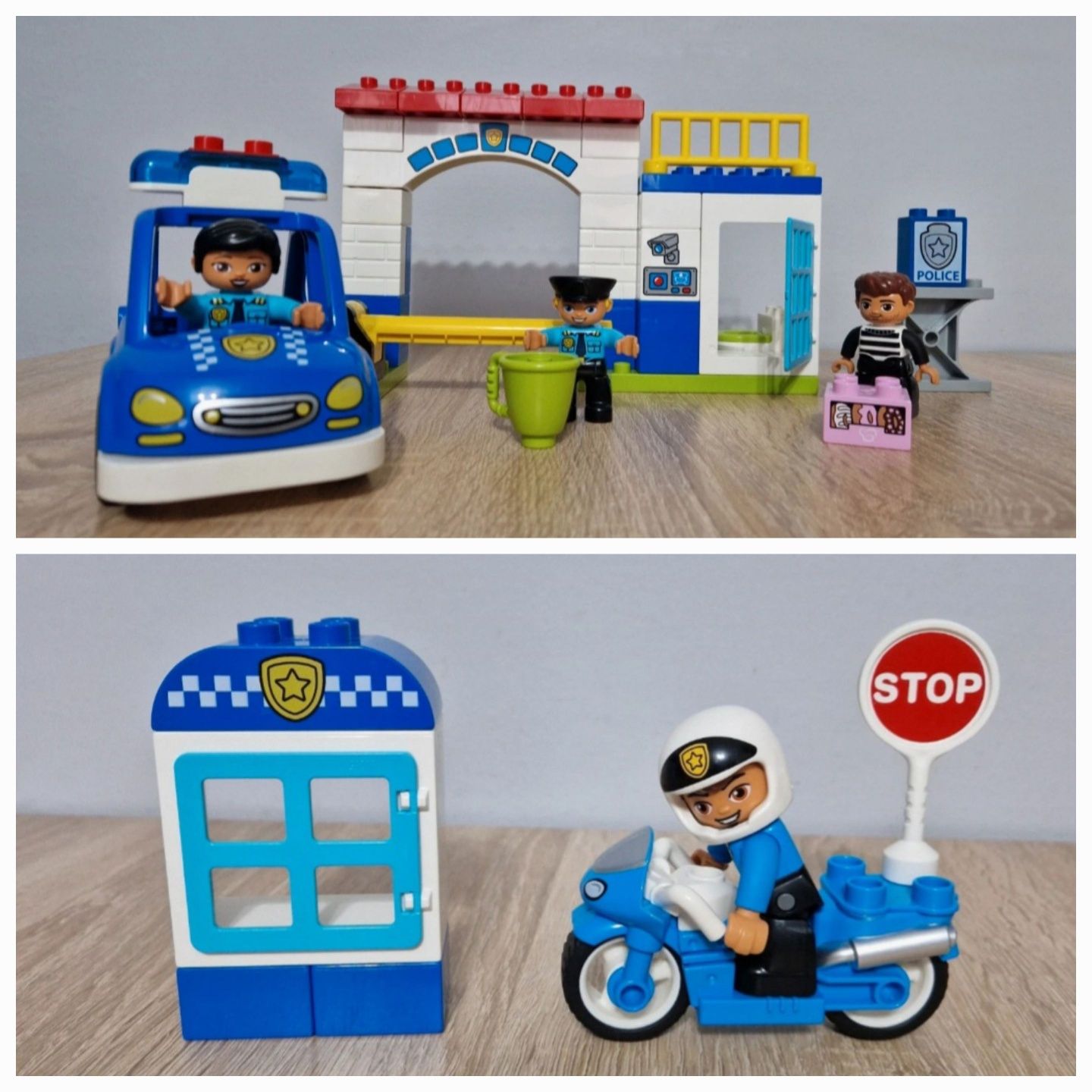Dwa zestawy Lego Duplo 10902 Posterunek policji 10900 Motocykl policyj
