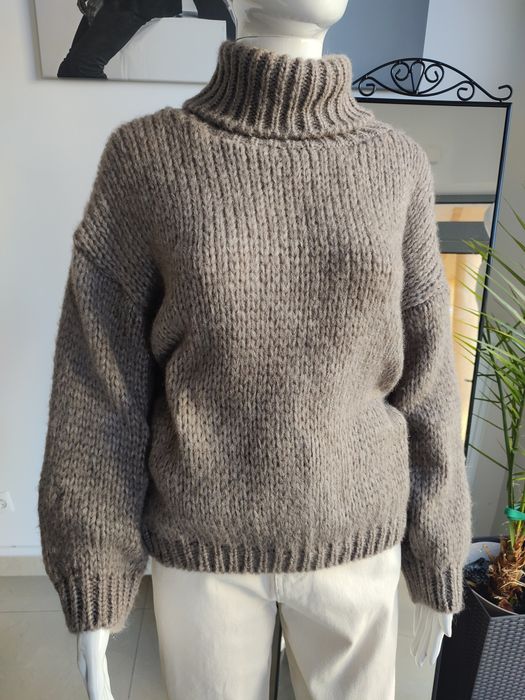 Golf z wysokim kołnierzem - kakao One size