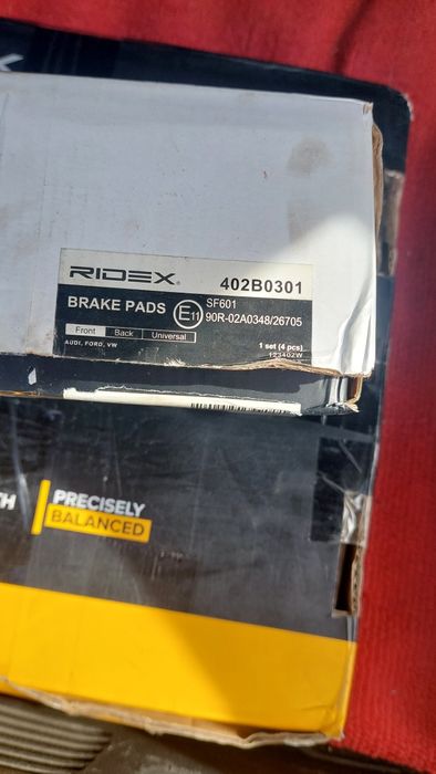 Discos de travões e pastilhas de travões ridex.