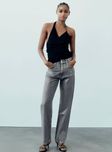 Джинси Zara Straight Mid Rise із металізованим ефектом
