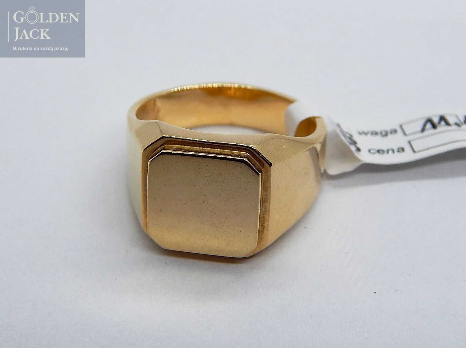 Złoty nowy pierścionek sygnet męski złoto pr. 585 roz. 29 waga 11,15 g