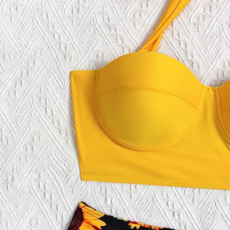 Strój Bikini Wysoki Stan Damski Kostium Kąpielowy Plażowy PUSH-UP 3XL