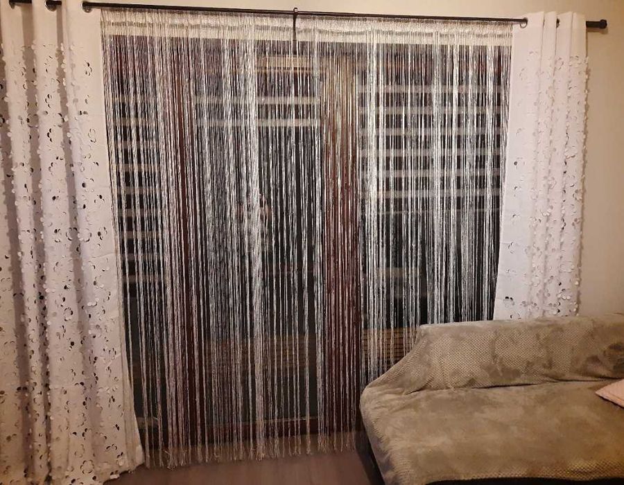 Firany makaron białe połyskujące 140 x 250 cm ! 2 sztuki !