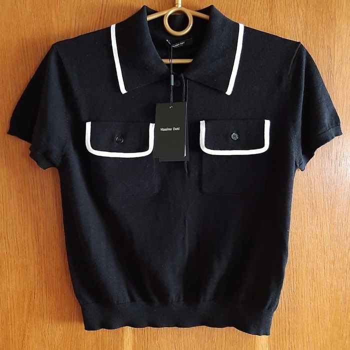 NOWA koszulka polo Massimo Dutti z jedwabiu i bawełny