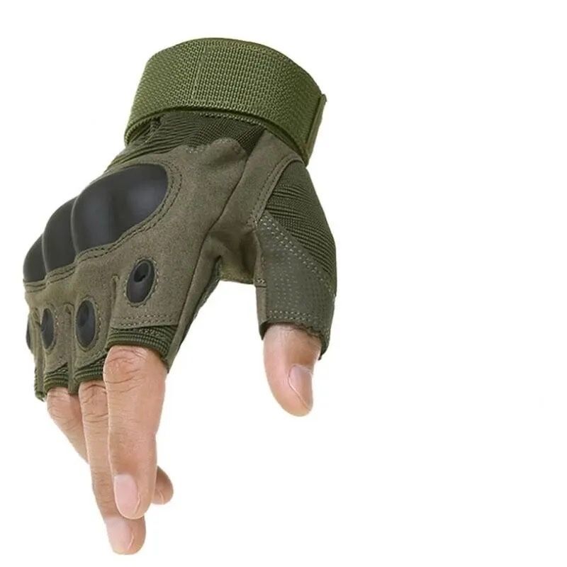 Тактичні, штурмові безпалі рукавички Зелені