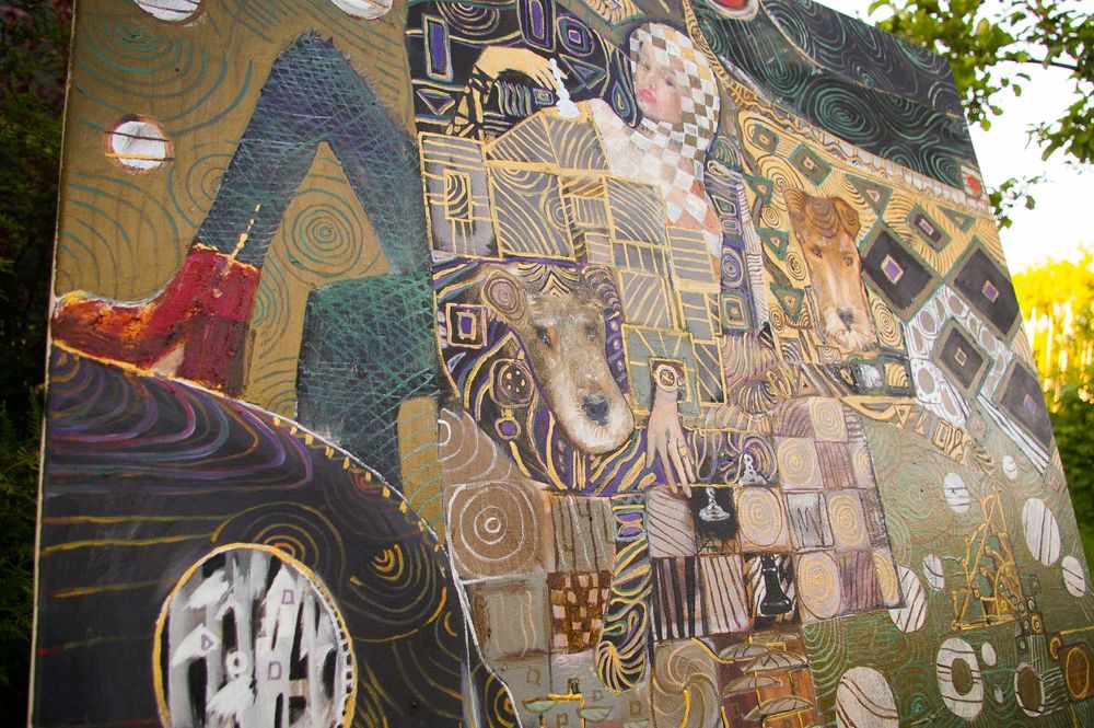 Картина -  "happy-go-lucky racers" беспечные гонщики , 90-75 oil