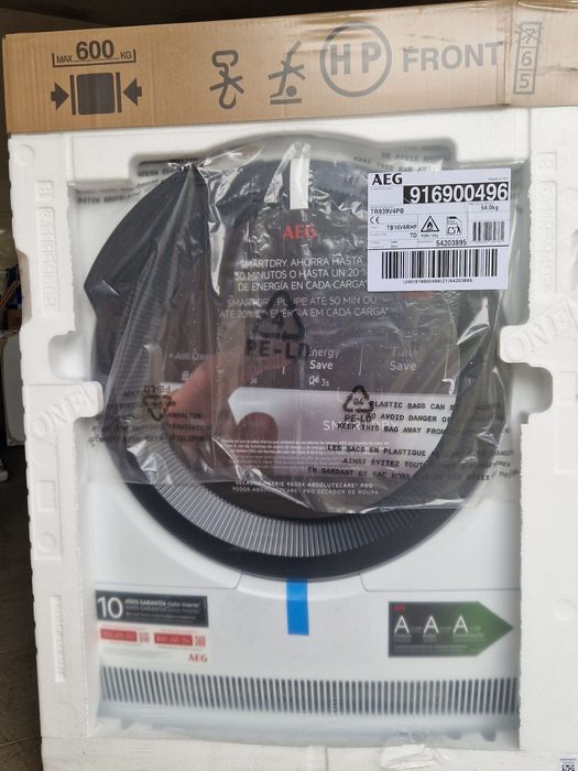 Máquina Secar Roupa AEG TR939V4PB 9 kgs Nova Selada Fatura Garantia
