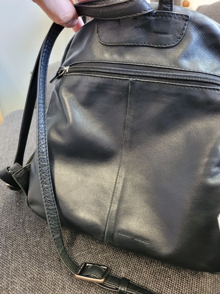 TANIO!! Skórzany damski czarny plecak Gerry Weber PIACENZA