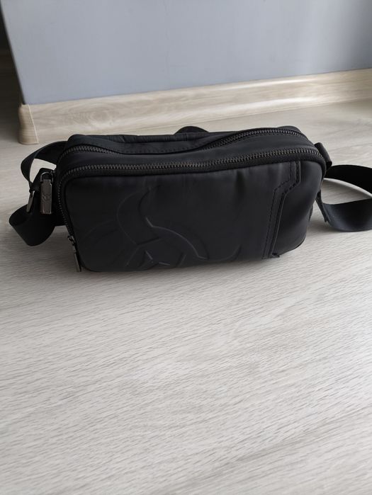 Listonoszka męska skórzana, czarna.