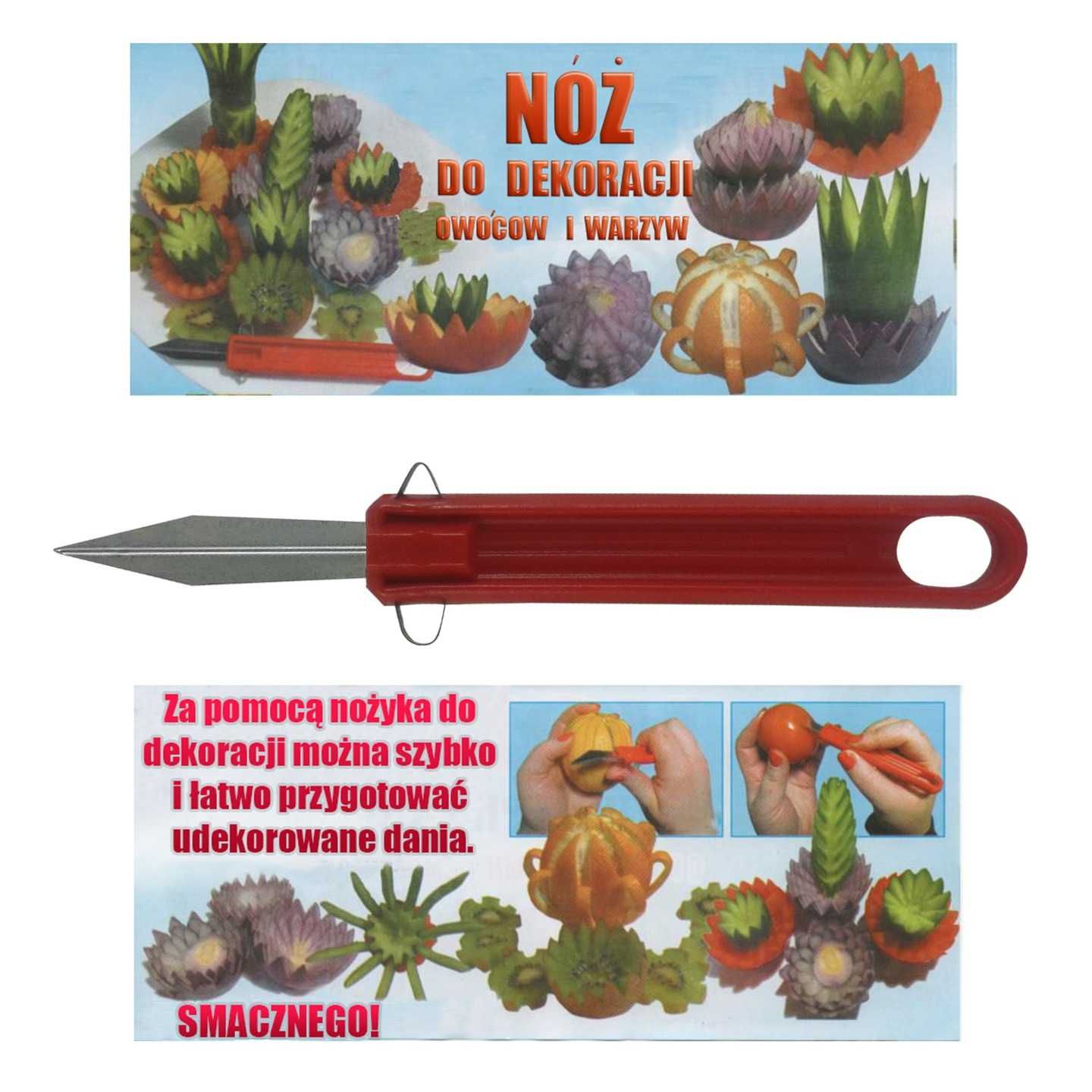 Temperówka do warzyw + nóż do ziemniaków kręconych + nóż do carvingu
