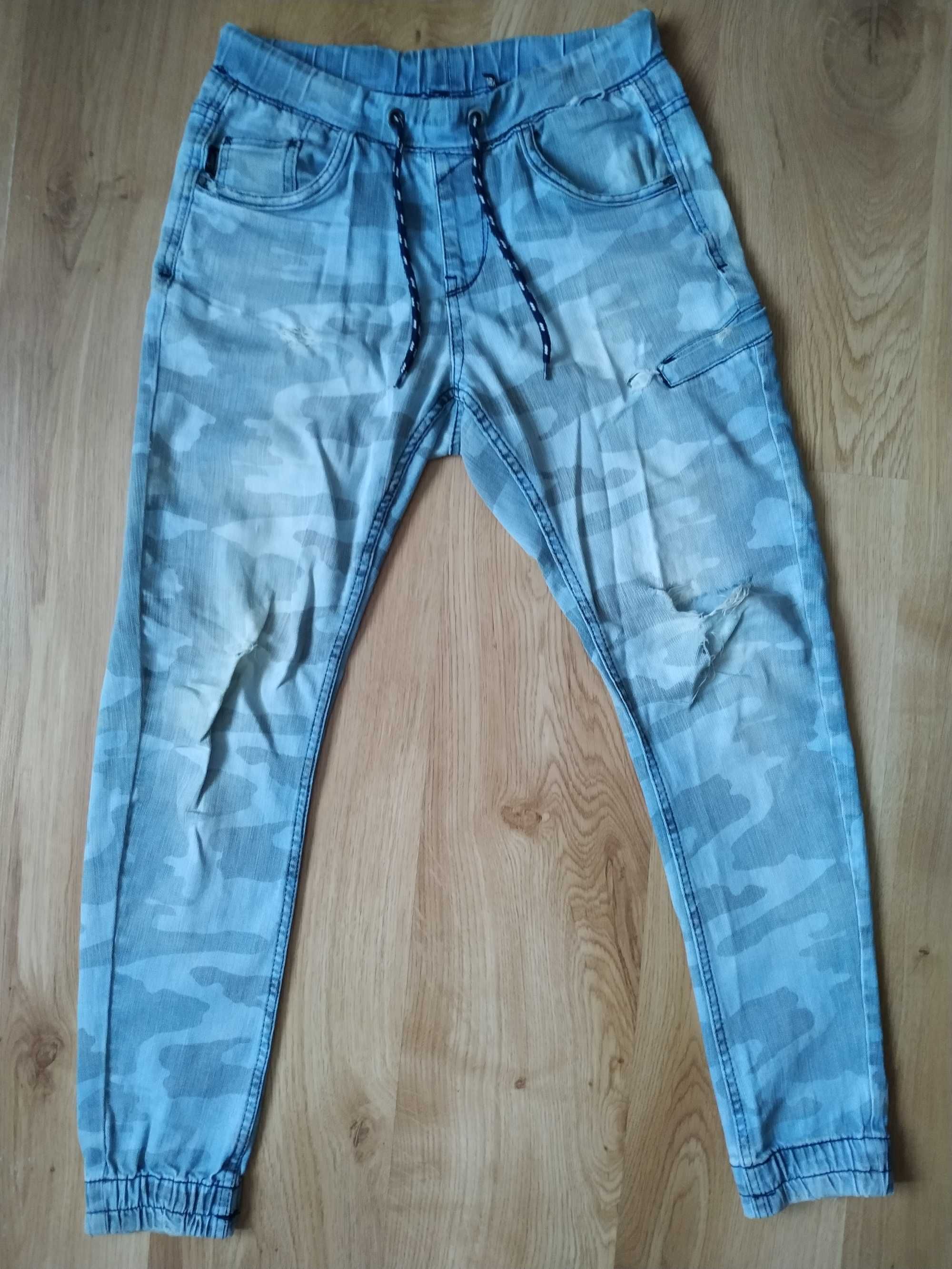 Niebieskie Długie Spodnie Joggery Slim Jogger Męskie CROPP W:28 L:32