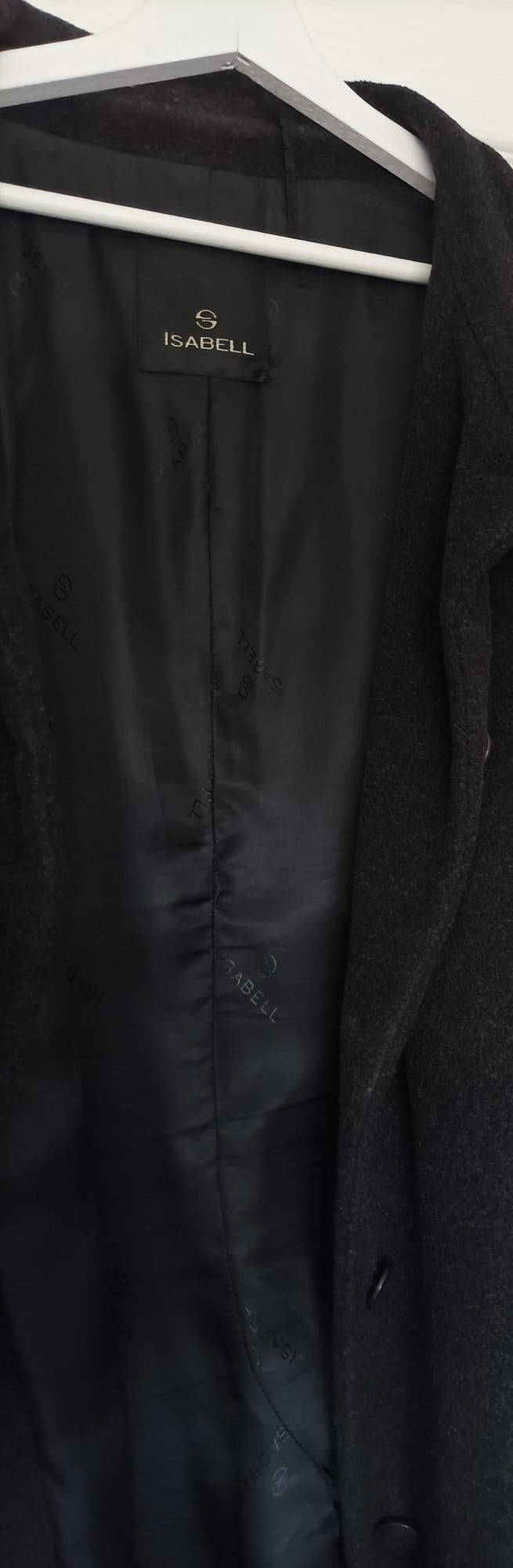 Premium wełniany płaszcz plus size Isabell 48 4XL wełna + angora szary
