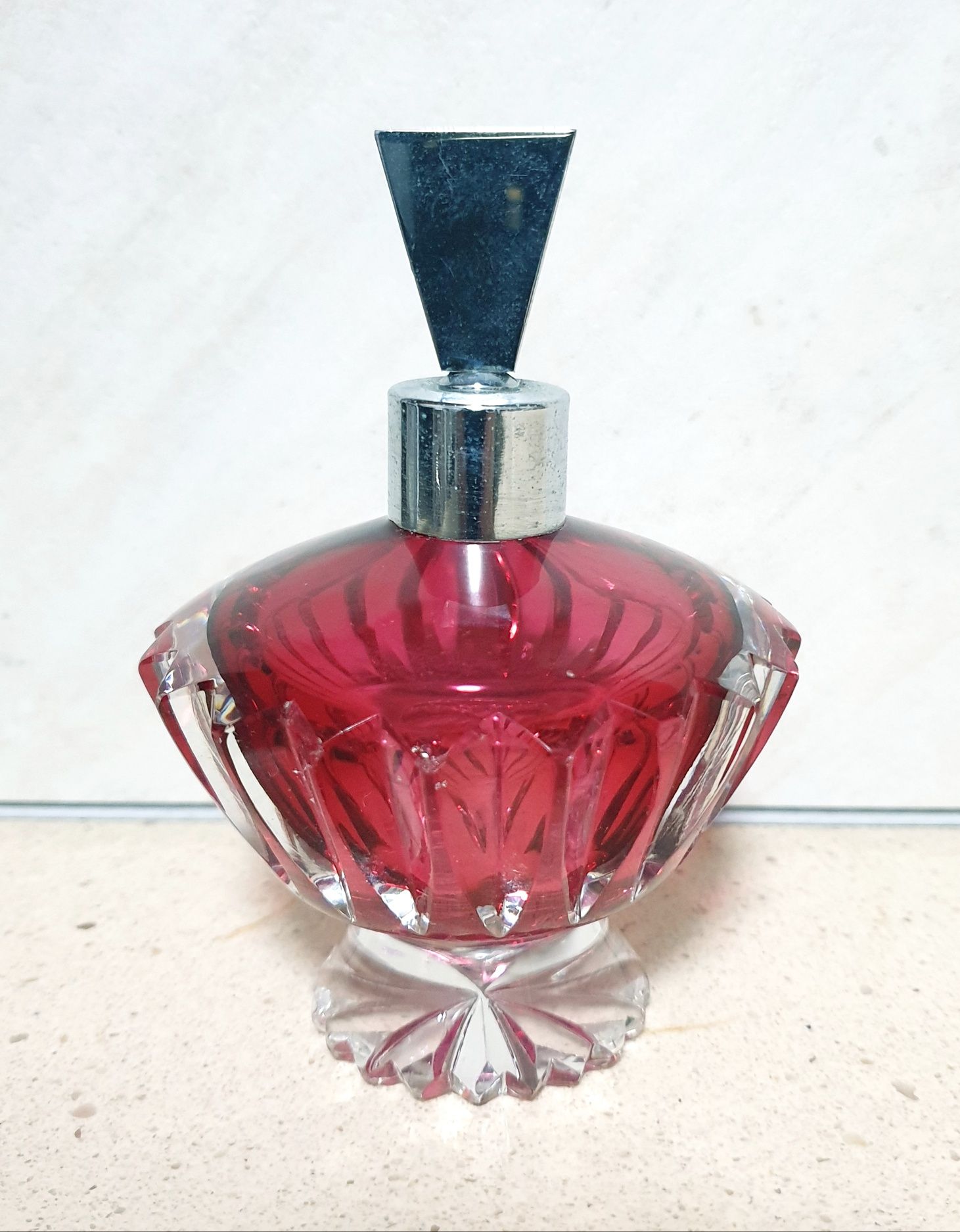 Frasco de perfume vintage em vidro bicolor