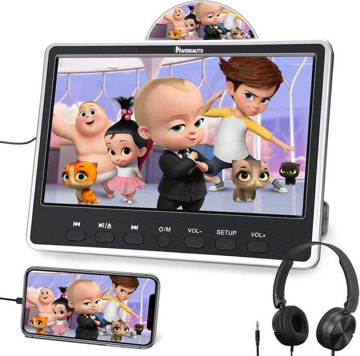 Samochodowy Zagłówkowy Odtwarzacz 12" Dvd Cd 2 Monitory Pilot Hdmi