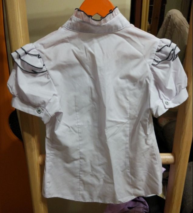 Одежда для девочек, школа, блузка белая, 8-10 лет