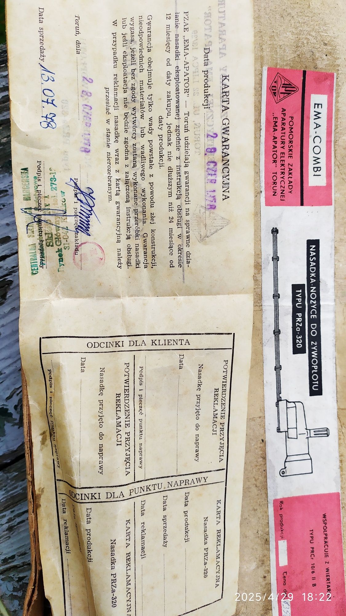 Nasadka Nożyce do żywopłotu (do wiertarki Celma; model z 1978r.)