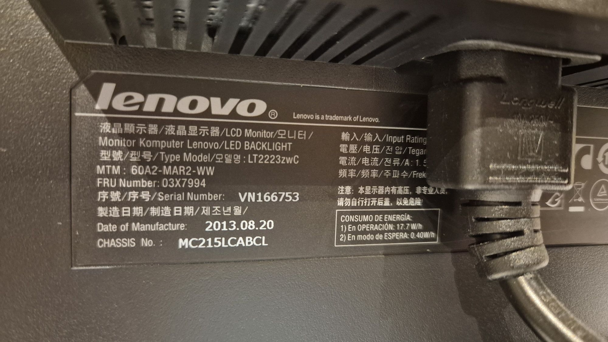 Monitor LED Blacklight Lenovo LT2223zwC
