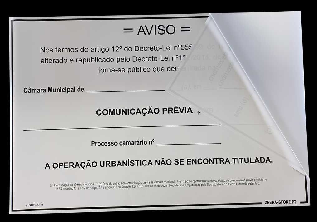 Autocolante Comunicação Prévia 1200x800 resistente a chuva e UV