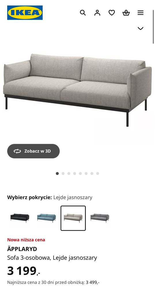 Sofa Applaryd 3os Ikea w doskonalym stanie
