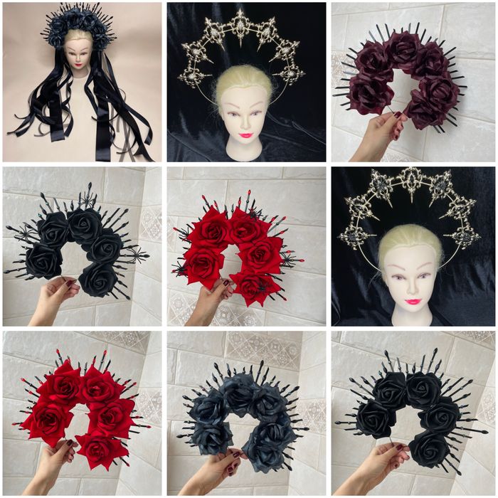 Вінок обруч корона муерте хеловін helloween квітами чорними відьма