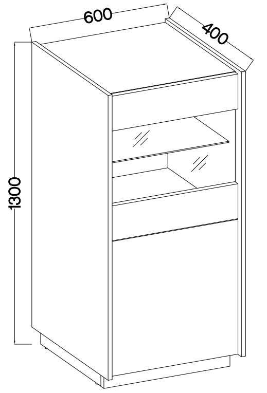 Witryna Niska 001 KODI 2D beż piaskowy / orzech okapi
