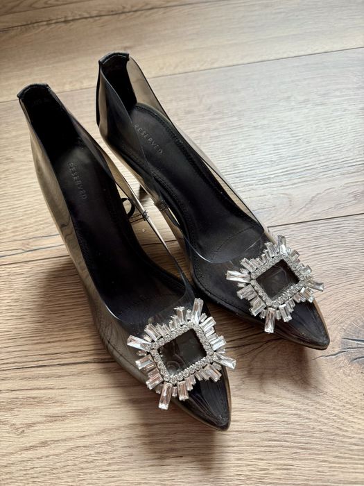 Transparentne czółenka szpilki Reserved 36