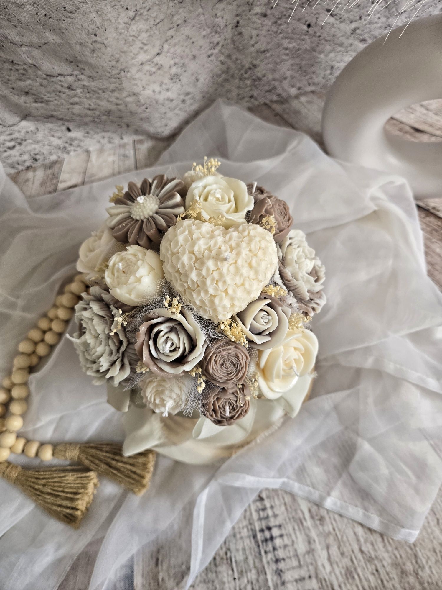 Flowerbox candlebox bukiet z kwiatów z wosku sojowego