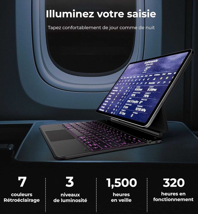 Dracool Etui z klawiaturą do iPada Pro 12,9 cal Bluetooth układ AZERTY