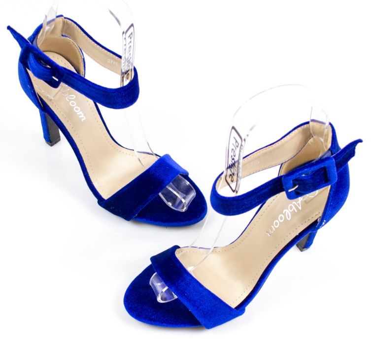 Nowe Ekskluzywne Chabrowe Sandały Szpilka Aksamit R39