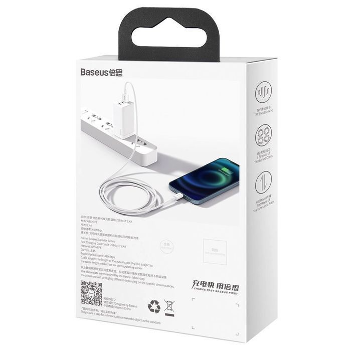 Baseus Superior kabel USB - Lightning 2,4A 2m Biały