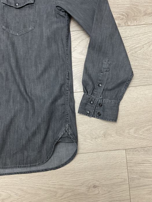 Allsaints koszula męska M szara a’la jeansowa z długim rękawem kapsle