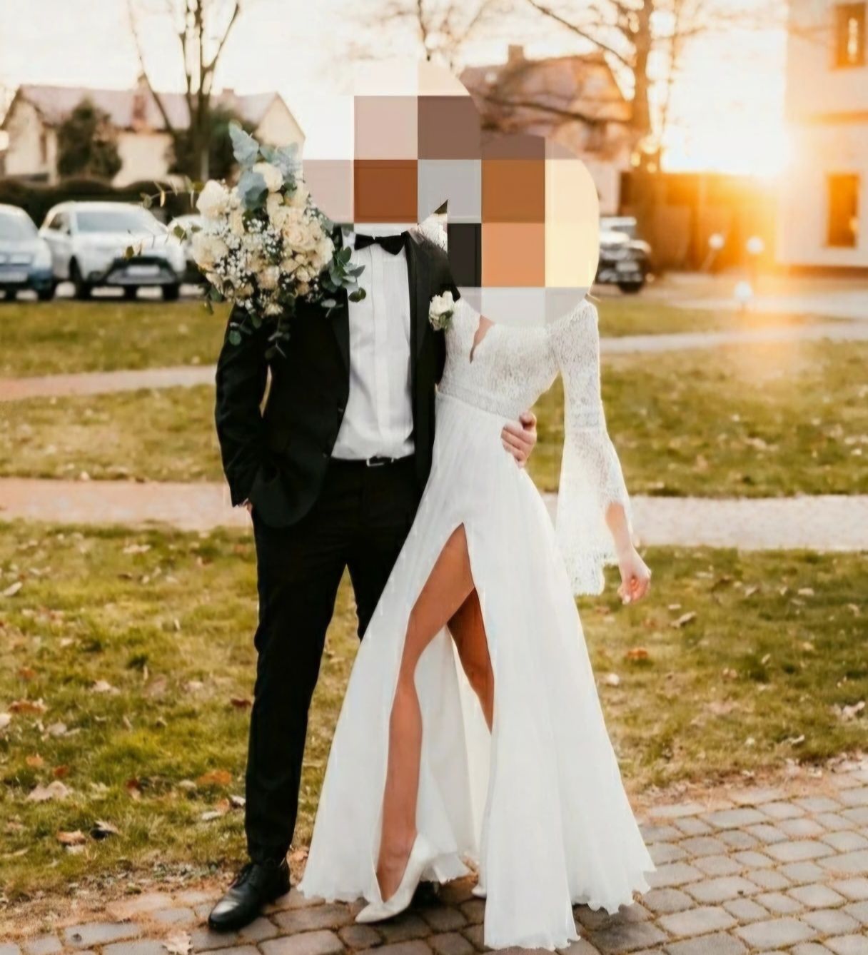 Suknia ślubna boho S ivory,śmietanka, ecru