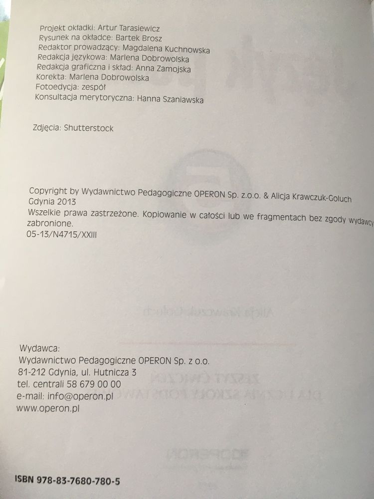 jJezyk polski 5 Operon zeszyt ćwiczeń