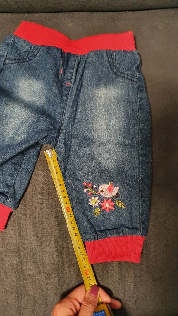Ocieplane dziewczęce spodnie jeansy r. 74