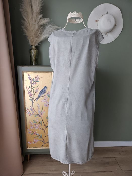 Elisa Cavaletti Szara Sukienka damska letnia  Wiskozowa M Boho Vintage