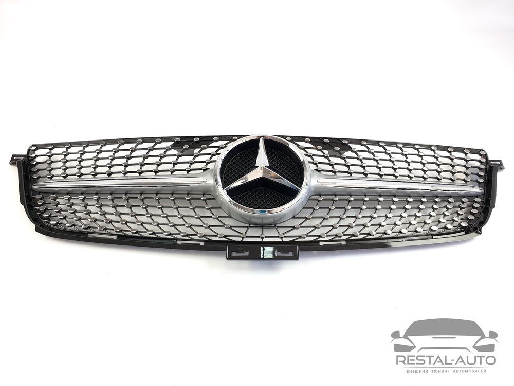 Решетка радиатора Mercedes ML W166 2011-2015 Diamond Серая с хромом