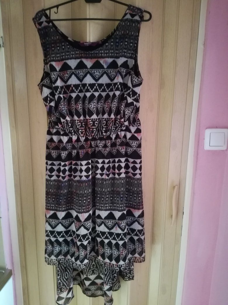 Sukienka długa boho dłuższy tył na ramiączkach