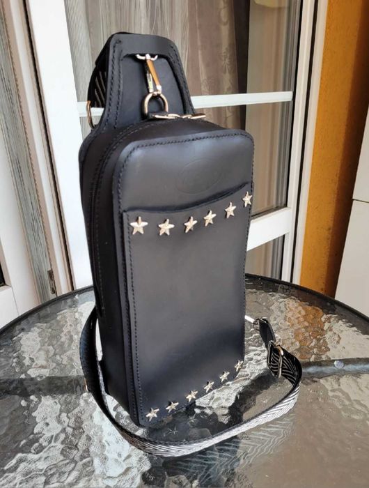 Skórzana saszetka nerka torba na ramię ręcznie robiona