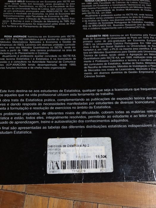 Exercícios Estatística Aplicada Vol. 1 e 2