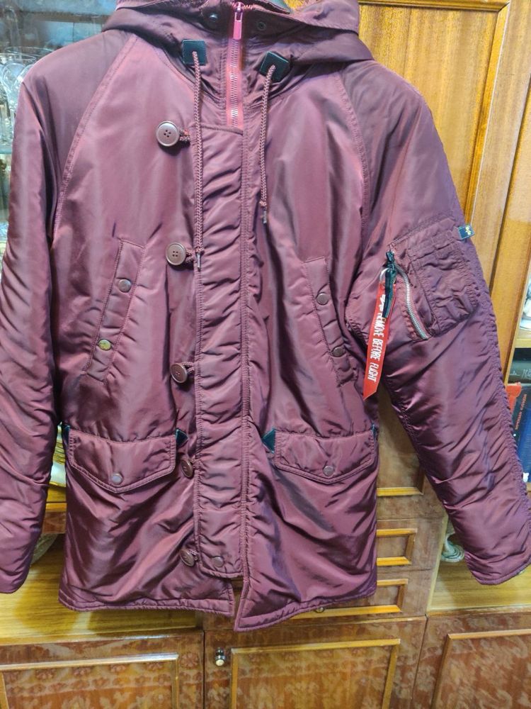 Куртка парка Alpha Industries Slim Fit N-3B Maroon/Orange бордо Аляска