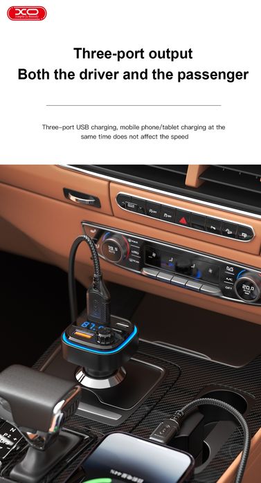 transmiter FM Bluetooth MP3 ładowarka samochodowa 3,1A USB-A USB-C