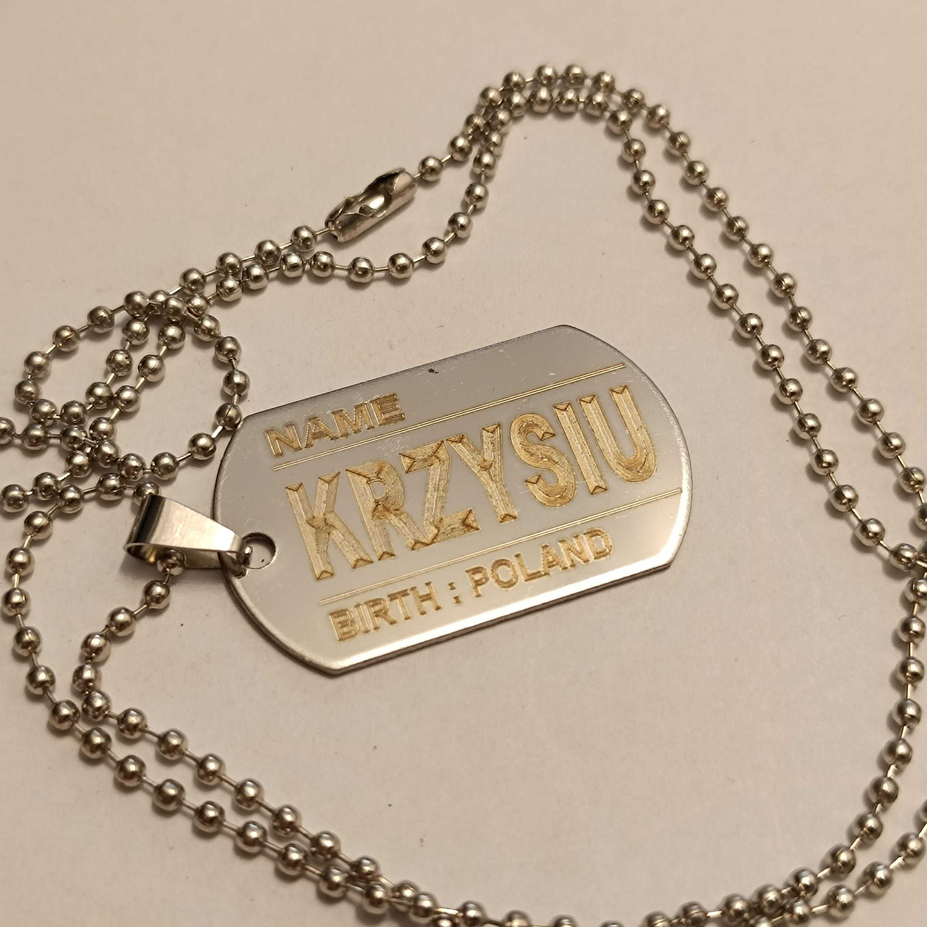 Naszyjnik nieśmiertelnik DOG-TAG - stal nierdzewna 316L - KRZYSIU