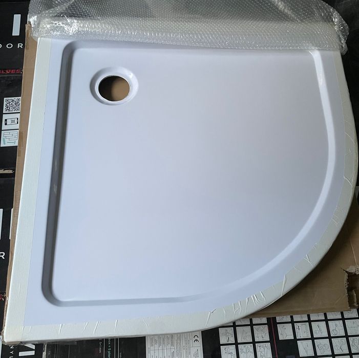 Brodzik półokrągły biały nowy 90x90x5